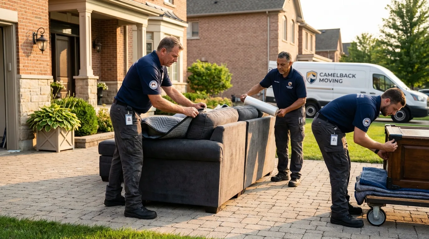Large estate moving crew wrapping furniture in Geneva, IN